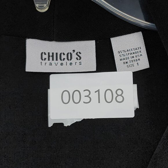 CHICO'S TRAVELERS Black Button Down Shirt Blouse Top Size 1 - Picture 11 of 11